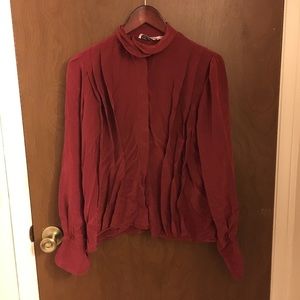 Vintage Burberry Red Silk Blouse